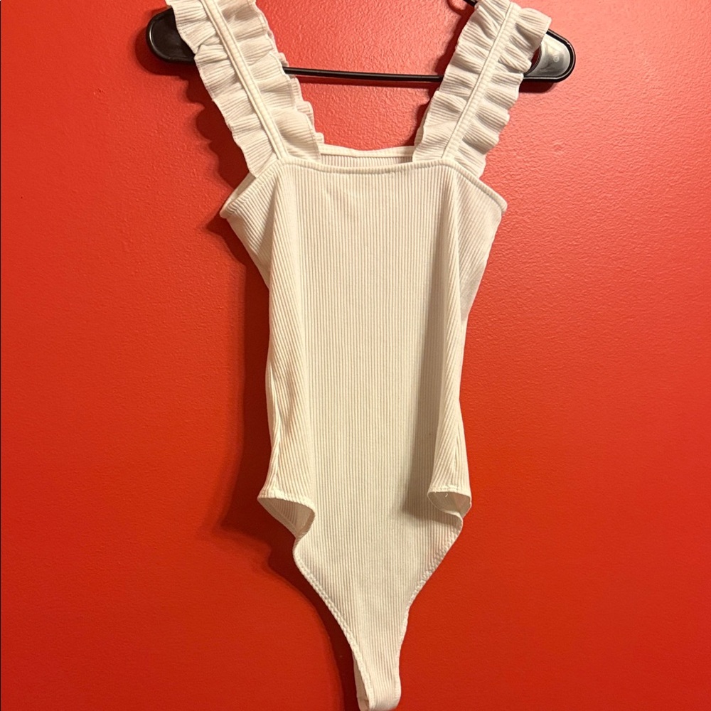 Kids White Ruffled One Piece - Picture 2 of 5
